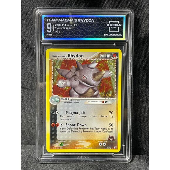 2004 Rhydon #11 Pokémon EX Team Magma vs Team Aqua ArenaClub Graded MINT 9 - Picture 1 of 4
